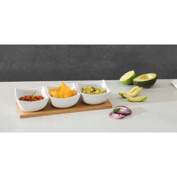 Secret de Gourmet - Set med 4 delar porslin + bambu Vit