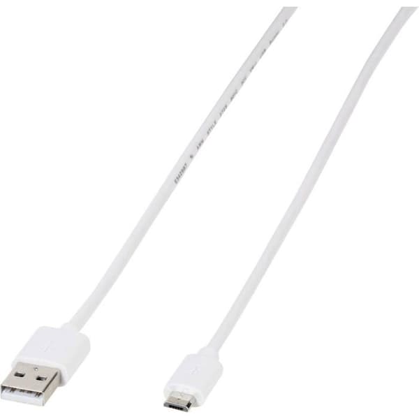 Vivanco USB-kabel USB 2.0 USB-A hane, USB-Micro-B hane 1,00 m vit 39451