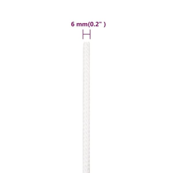 152549 vidaXL Båtrep Komplett Vit 6 mm 25 m Polypropen