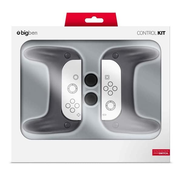 BigBen - Ensemble med 2 grepp för joystick och 2 ergonomiska handtag för Joy-Con Nintendo Switch, grå
