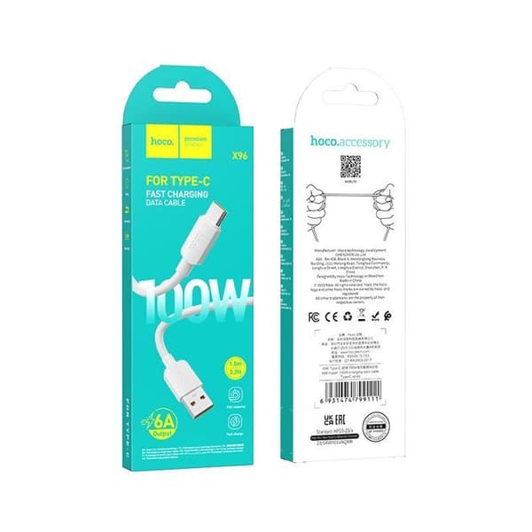 USB-C-kabel - HOCO - X96 - Power Delivery 100W - 6A - 1 m