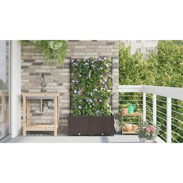 Växtlåda - Brun - Vattensystem - Rektangulär - 80 x 39 x 142 cm