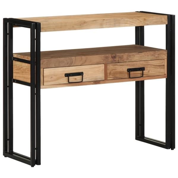 Bordskonsol - Massiv Akacia - Svart - Rektangulär - 90x33x75 cm