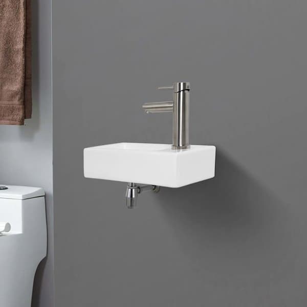 Lavabo - Ibergrif - M41102-R - Keramik - Vit - Rektangulär - Vägghängd