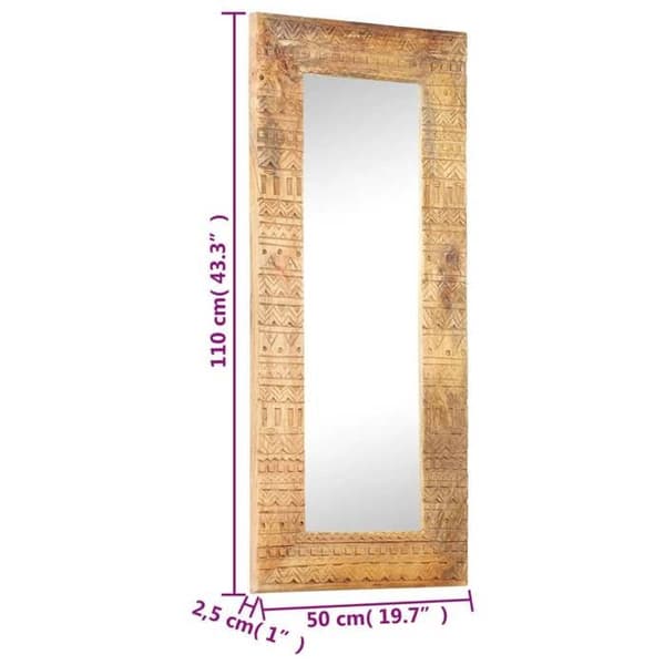 vidaXL Handgjort skulpterat spegel 110x50x2,5 cm solid mangoträ 321649