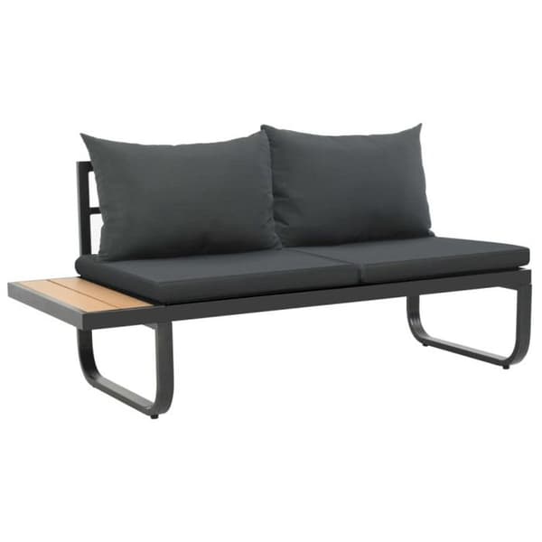 vidaXL 2-sits trädgårdshörnsoffa med kuddar Aluminium WPC