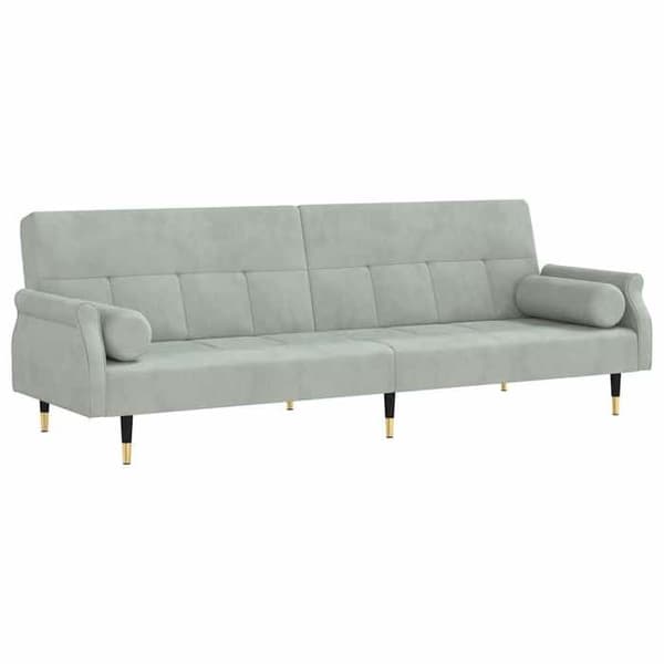 vidaXL bäddsoffa med kuddar ljusgrå sammet 351857