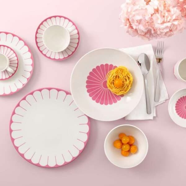 VILLEROY & BOCH Fleur Set med 6 underkoppar för espresso koppar Rosa