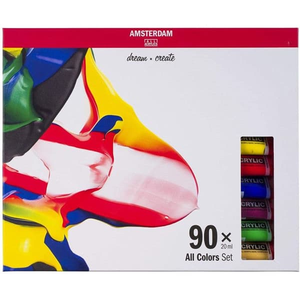 Set med 90 tuber med 20 ml akrylfärg Amsterdam