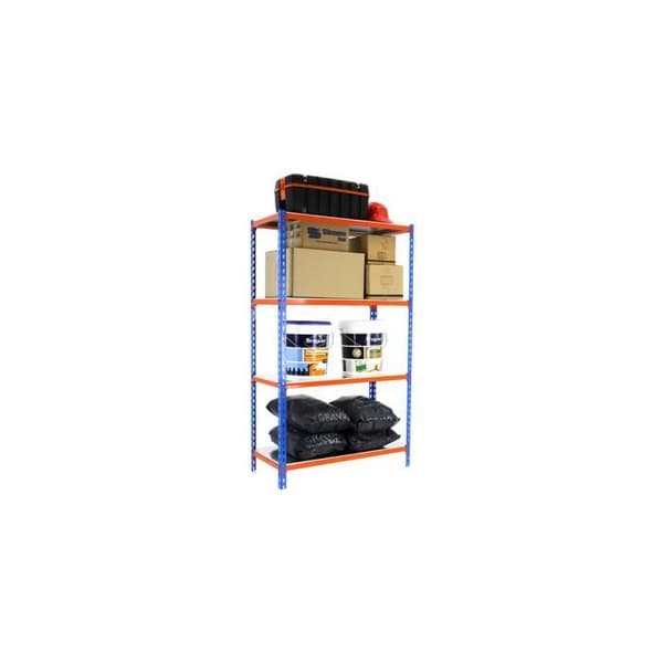 Metallhylla 4 nivåer - SIMON RACK - KIT SIMONCLICK MEGAPLUS - Blå - Orange - Galvaniserad
