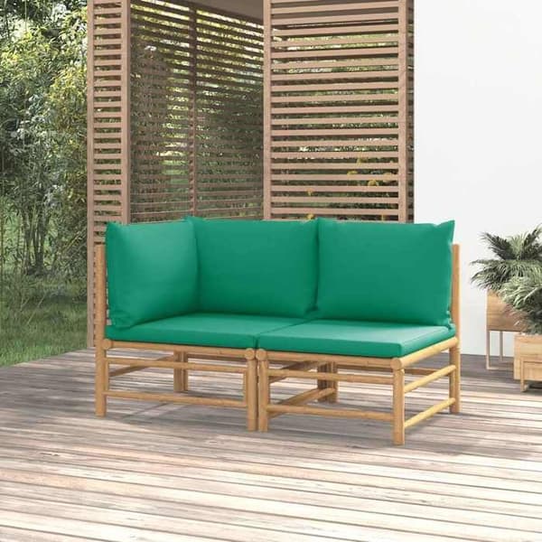 vidaXL Trädgårdsmöbler Set 2 st med Kuddar Bambu Grön 362291