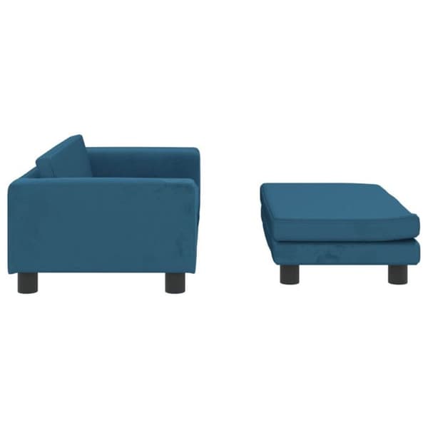 Barnsoffa med fotstöd för barn blå 100x50x30 cm sammet