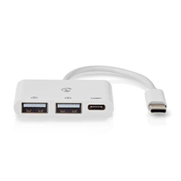 USB Hub - NEDIS - CCGB64785WT01 - 3 portar - USB-C och USB 2.0 - Vit