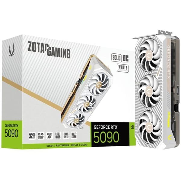Grafikkort - ZOTAC - GeF. RTX5090 - 32GB GDDR7 - Solid OC White Edition - Reflex 2
