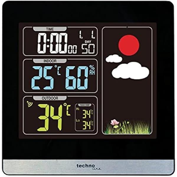 Radiostyrd klocka - Technoline - WS 6448 - 28 cm - Väderprognoser - Inomhus