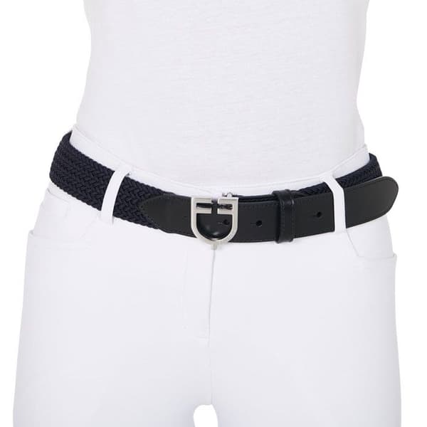 Elastisk bälte med läderlogobuckle för kvinnor Equestro