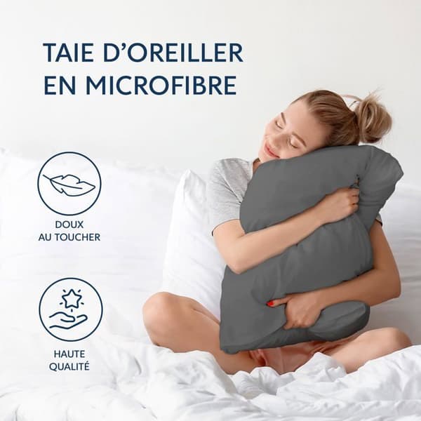 Mikrofiberkuddfodral - Dreamzie - 65x65 cm - 2-pack - Antracit - Oeko-Tex-certifierad