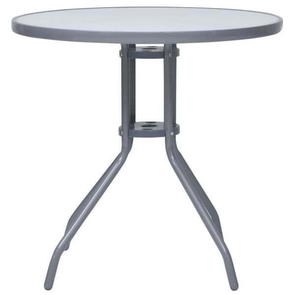 Trädgårdsbord - VIDAXL - Ljusgrått - 80 cm - Stål och glas