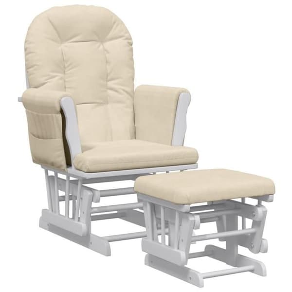 vidaXL Gungstol med fotstöd Cremevit Tyg 351663