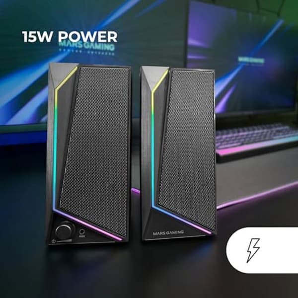 Gaming Högtalare - MARS GAMING - MS72 - 15W - RGB Flow Belysning - USB och Jack