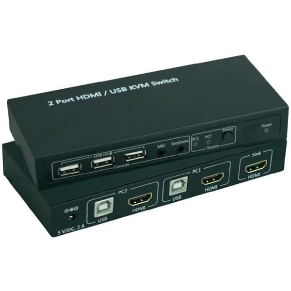 2x1 Port HDMI KVM Splitter med USB