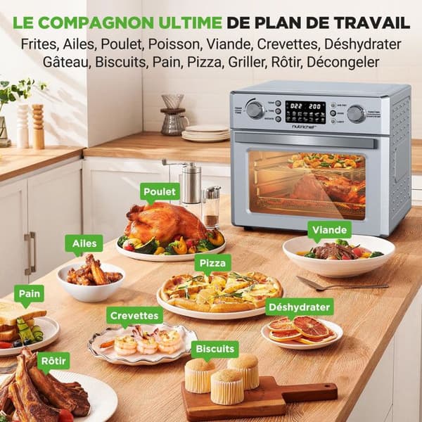 Luftfritös - NUTRICHEF - 26 L - 1700 W - 10 program - 360° varmluft