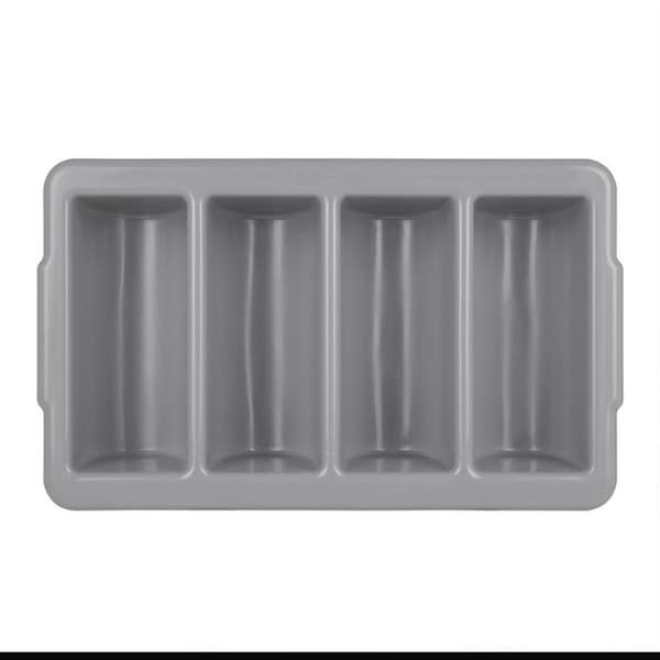 Bestickbricka - Kristallon - Stapelbar - Plast - 4 fack - Grå