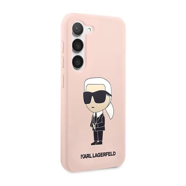 Siliconfodral - KARL LAGERFELD - Samsung Galaxy S23+ - NFT Ikonik-mönster - Mikrofiberfoder - Rosa