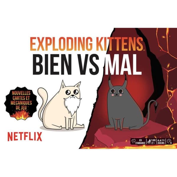 Brädspel - Exploding Kittens - Bra vs Dåligt - 53 kort - 2 till 5 spelare - 15 minuters spelande