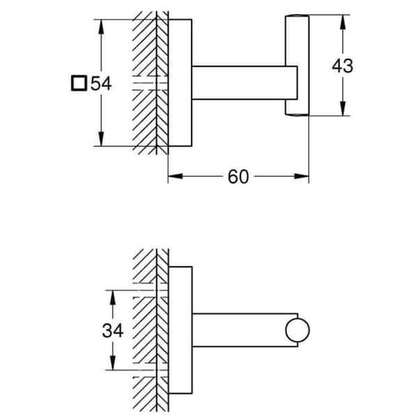 Väggkrok - GROHE - Start Cube - Krom - Metall - Samtida Design