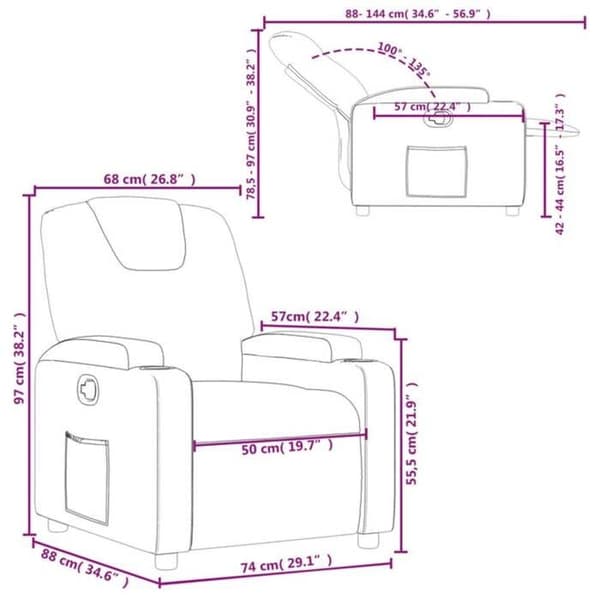 vidaXL Recliner i ljusgrått tyg 3205508