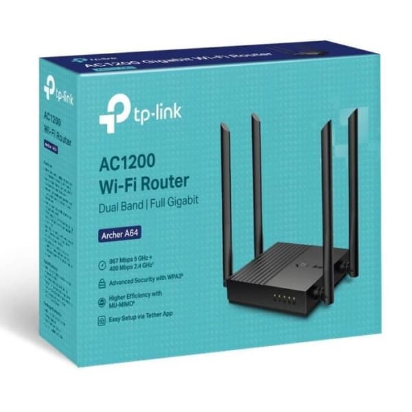 Router - TP-LINK - Archer A64 - AC1200 - MU-MIMO - Wi-Fi 802.11ac Wave2