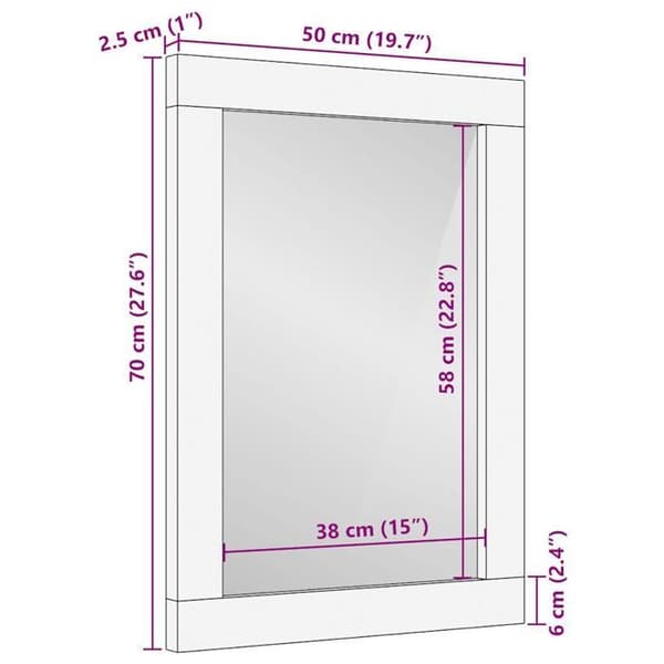 vidaXL Badr зеркало 50x70 см твердое дерево манго и стекло, зеркало, косметическое зеркало, вежливое зеркало, зеркало 4018659