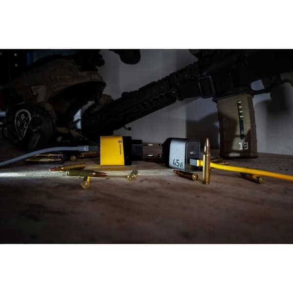 Laddare - TACTICAL - Microgrid GaN 45W - Gul - USB-C - Snabbladdning
