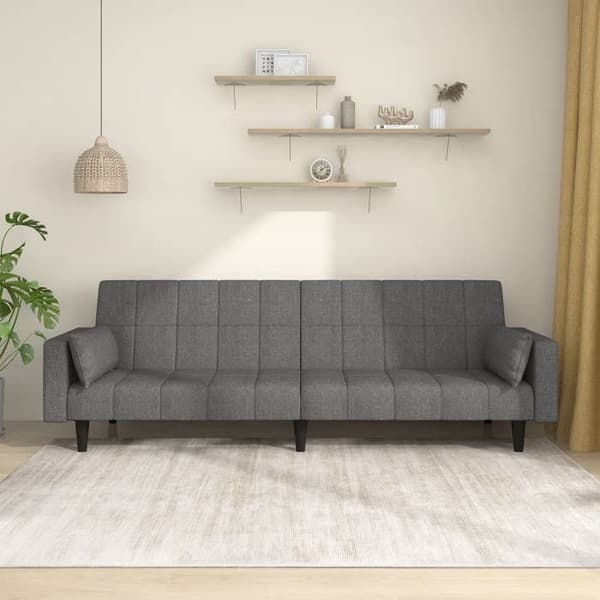 vidaXL 2-sits bäddsoffa med två kuddar ljusgrå tyg 375833