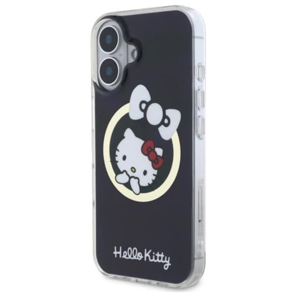 Mobilskal - Hello Kitty - iPhone 16 - Svart - MagSafe - IML Fun Bow