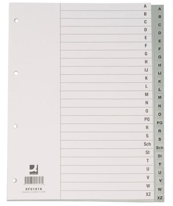 Intercalaire PP A4 Q-Connect Grå AZ KF01817