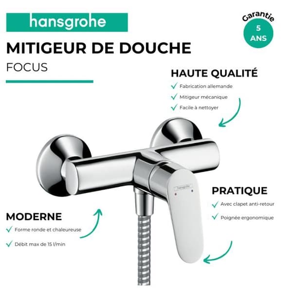 Duschblandare - Hansgrohe - 31960000 Focus E - Krom - Keramik - Externt system