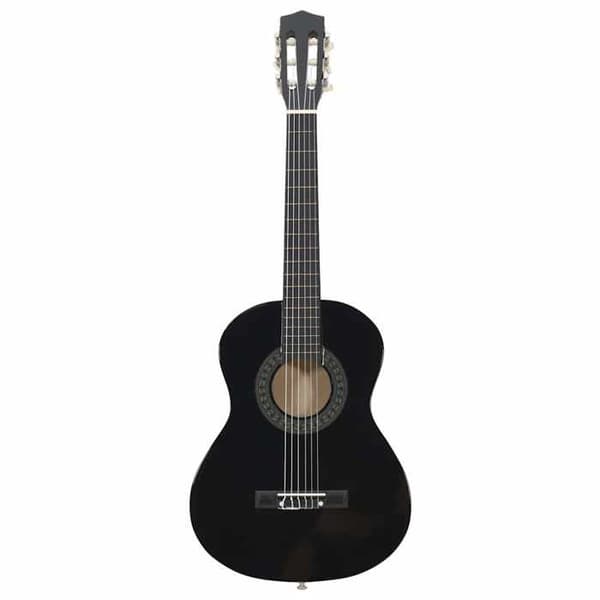 vidaXL klassisk gitarrset för nybörjare 8 st Svart 1/2 34"