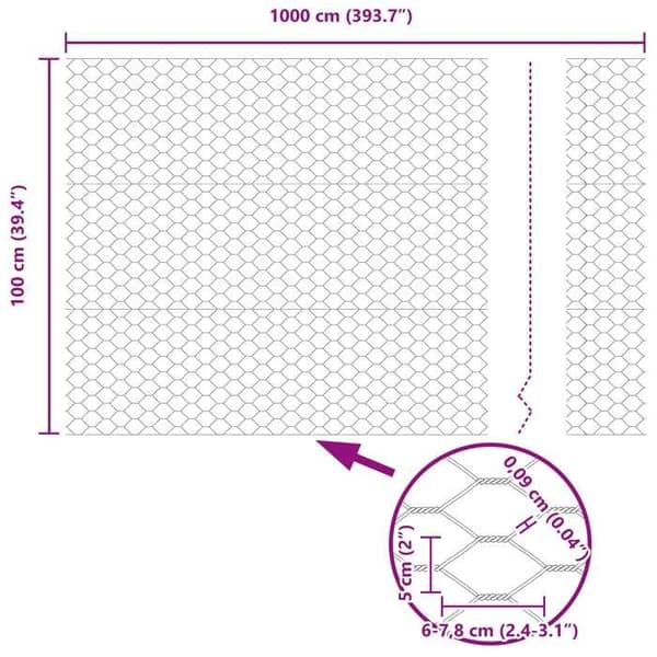 vidaXL Hexagonal stängsel Grön 1 x 10 m PVC 42005348