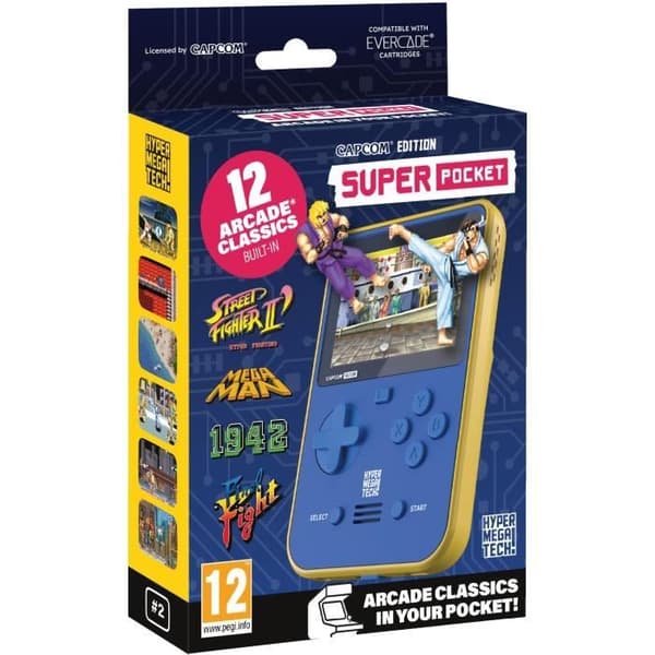 Retrogaming-konsol - BARA FÖR SPEL - Capcom Super Pocket - 12 integrerade klassiska spel - Evercade-kompatibel