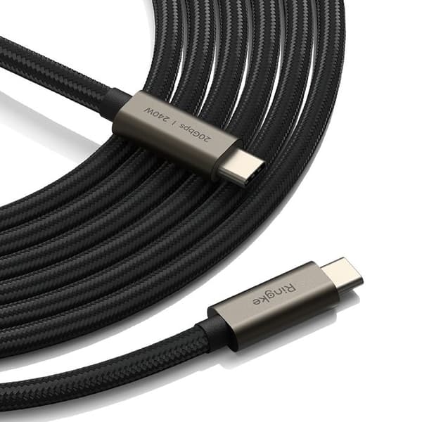 Typ-C till Typ-C-kabel, 240W, 2m - Ringke - Svart