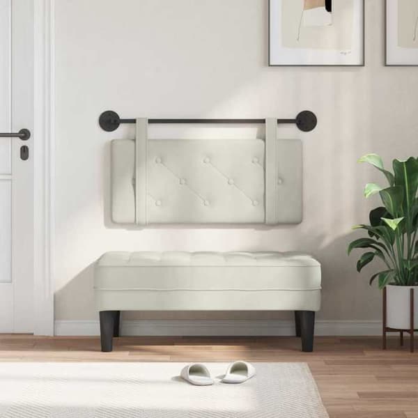 vidaXL Väggmonterad Sänggavel Creme Sammet 42031591