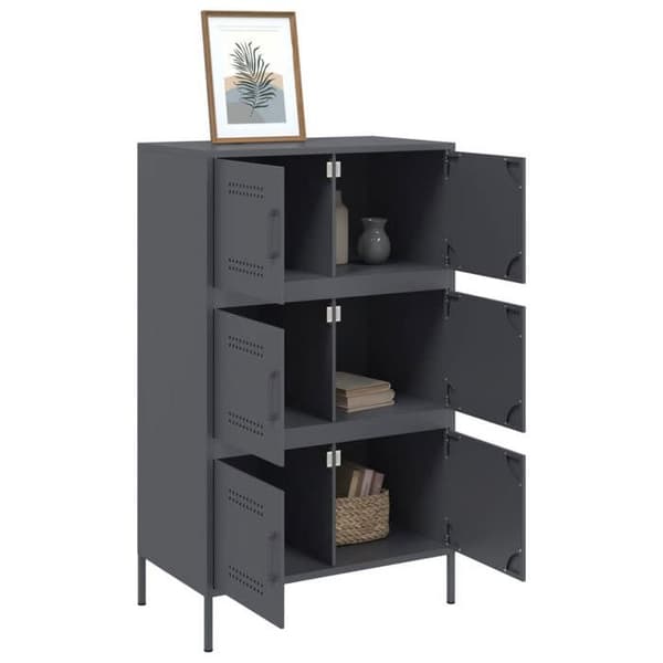 vidaXL Buffé hög antracit 68x39x113 cm stål 842960