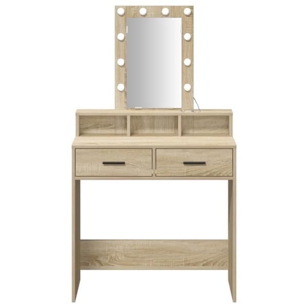 Coiffeuse med LED-lampor Ek Sonoma 79x41x140 cm