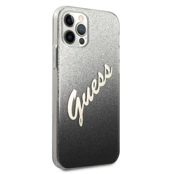 Telefonfodral - Guess - Glitter Gradient Script - Svart - Stötskydd - Trådlöst kompatibelt