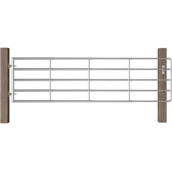 vidaXL 5-Bar Gate Stål (115-300)x90 cm Silver