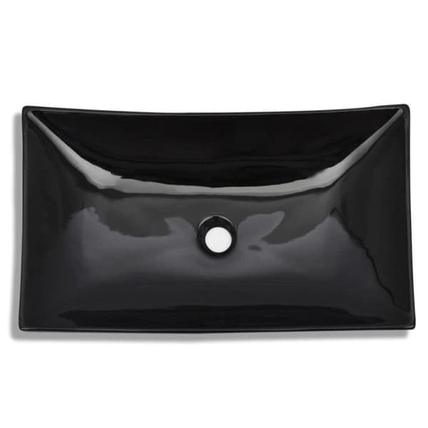 Tvättställ - Keramik - Svart - Rektangulär - Högblank finish - Modern design