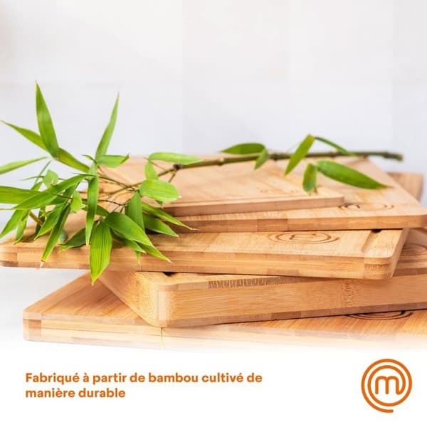MasterChef bambuskärbräda vändbar 38,5×26,5×2 cm - saftkant, integrerad kant