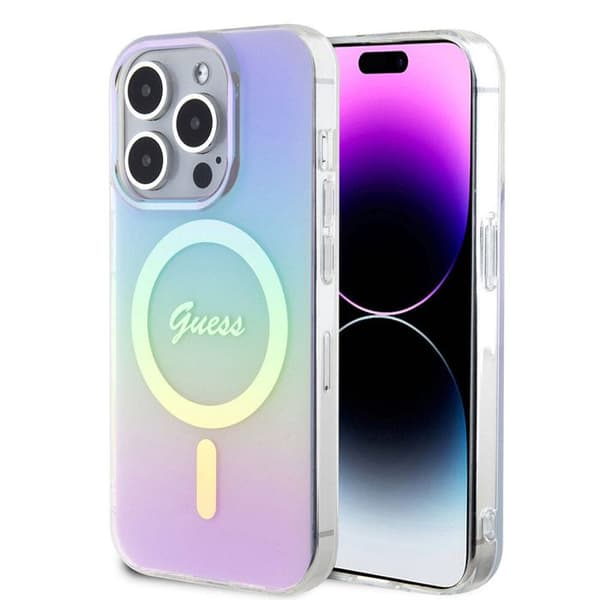 Coque Guess IML Iridescent MagSafe för iPhone 15 Pro Max - Lila